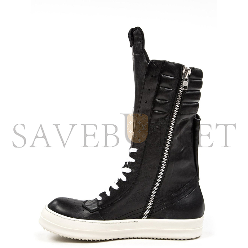 RICK OWENS BLACK CARGOBASKET BOOTS 